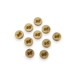 Ξύλινο στρόγγυλο στοιχείο 2cm. με χάραξη 26 - Σετ 10 τεμάχια
