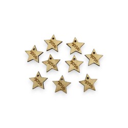 Ξύλινο στοιχείο αστεράκι 2cm. με χάραξη 2026 - Σετ 10 τεμάχια