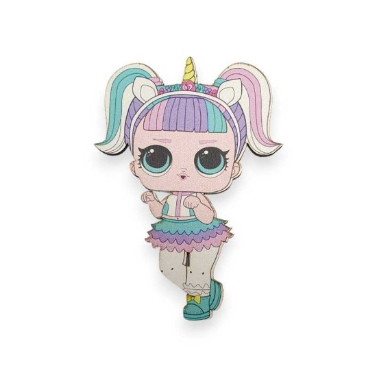 Ξύλινη εκτυπωμένη φιγούρα Lol Surprise Doll Unicorn Girl