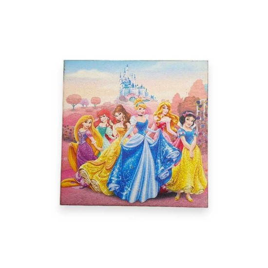 Ξύλινο τετράγωνο εκτυπωμένο στοιχείο Πριγκίπισσες της Disney