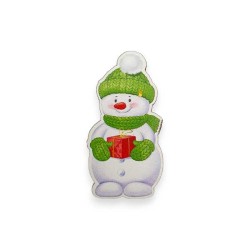 Ξύλινη Εκτυπωμένη Φιγούρα Χιονάνθρωπος με Δώρο