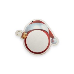 Ξύλινο εκτυπωμένο στοιχείο χριστουγεννιάτικη μπάλα με σκούφο Ξύλινο εκτυπωμένο στοιχείο χριστουγεννιάτικη μπάλα με σκούφο