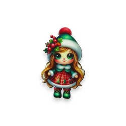 Ξύλινη εκτυπωμένη κοριτσάκι χριστουγεννιάτικο