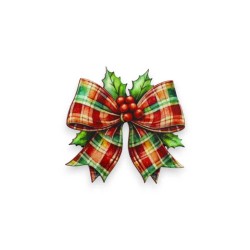 Ξύλινη εκτυπωμένη φιγούρα φιόγκος καρό με γκι