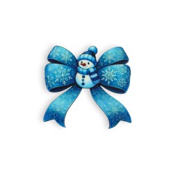 Ξύλινη εκτυπωμένη φιγούρα φιόγκος με χιονάνθρωπο