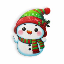 Ξύλινη εκτυπωμένη φιγούρα χιονάνθρωπος με σκούφο Ξύλινη εκτυπωμένη φιγούρα χιονάνθρωπος με σκούφο