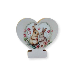 Αυτοστηριζόμενο Εκτυπωμένο mdf  Καρδιά με σχέδιο Κουνελάκια
