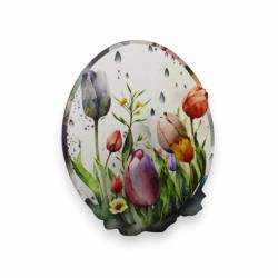 Ξύλινη εκτυπωμένη φιγούρα αυγό με τουλίπες Ξύλινη εκτυπωμένη φιγούρα αυγό με τουλίπες