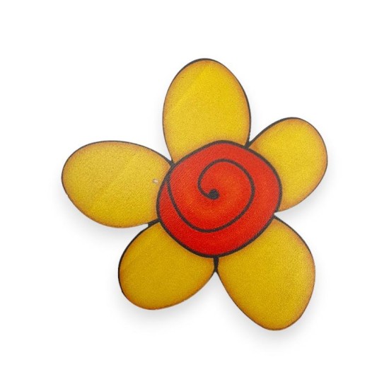 Ξύλινη εκτυπωμένη φιγούρα Κίτρινο λουλούδι