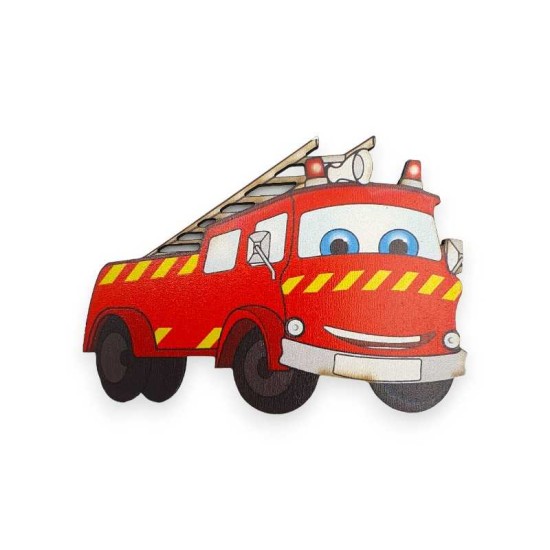 Ξύλινη εκτυπωμένη φιγούρα πυροσβεστικό όχημα
