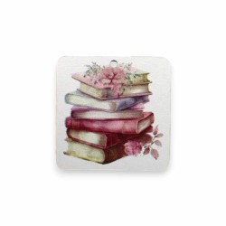 Ξύλινη εκτυπωμένη φιγούρα καδράκι βιβλία