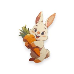 Ξύλινη εκτυπωμένη φιγούρα Κουνελάκι με καρότο Ξύλινη εκτυπωμένη φιγούρα Κουνελάκι με καρότο