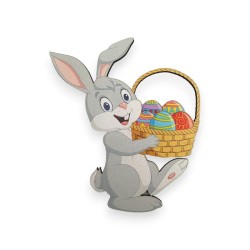 Ξύλινη εκτυπωμένη φιγούρα Λαγουδάκι με πασχαλινό καλάθι Ξύλινη εκτυπωμένη φιγούρα Λαγουδάκι με πασχαλινό καλάθι