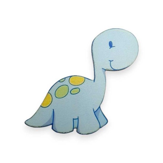 Ξύλινη εκτυπωμένη φιγούρα γαλάζιο δεινοσαυράκι με βούλες