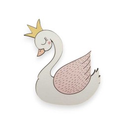 Ξύλινη εκτυπωμένη φιγούρα κύκνος με κορώνα Ξύλινη εκτυπωμένη φιγούρα κύκνος με κορώνα