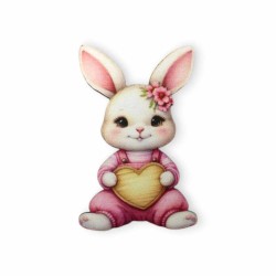 Ξύλινη εκτυπωμένη φιγούρα λαγουδάκι με καρδιά Ξύλινη εκτυπωμένη φιγούρα λαγουδάκι με καρδιά