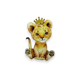 Ξύλινη εκτυπωμένη φιγούρα  λιονταράκι με κορώνα Ξύλινη εκτυπωμένη φιγούρα  λιονταράκι με κορώνα