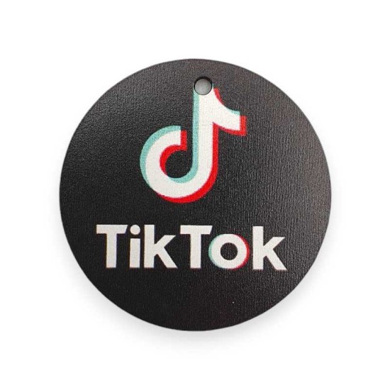Ξύλινο εκτυπωμένο στρογγυλό στοιχείο για μπρελόκ TiK ToK