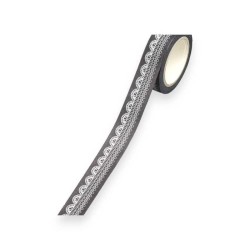 Αυτοκόλλητη κορδέλα Μαύρη με λευκή δαντέλα 15mm - 10m. Αυτοκόλλητη κορδέλα Μαύρη με λευκή δαντέλα 15mm - 10m.