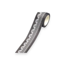 Αυτοκόλλητη κορδέλα Μαύρη με λευκή δαντέλα 30mm - 10m. Αυτοκόλλητη κορδέλα Μαύρη με λευκή δαντέλα 30mm - 10m.
