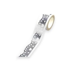 Αυτοκόλλητη κορδέλα Λευκή με ασημί δαντέλα 30mm - 10m. Αυτοκόλλητη κορδέλα Λευκή με ασημί δαντέλα 30mm - 10m.