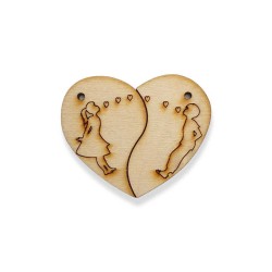Σετ ξύλινα μπρελόκ καρδιά αγόρι κορίτσι φιλάκι