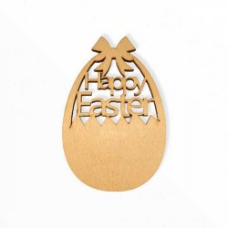 Ξύλινο αυγό με φιόγκο happy easter
