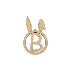 Ξύλινο στεφανάκι με μονόγραμμα και αυτιά λαγού