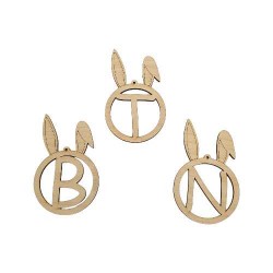 Ξύλινο στεφανάκι με μονόγραμμα και αυτιά λαγού