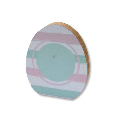 Αυτοστηριζόμενο αβγό από mdf με ροζ και μέντα ρίγες