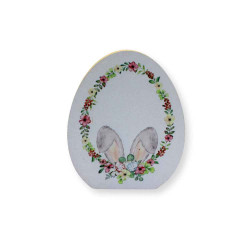 Αυτοστηριζόμενο αβγό από mdf με λουλούδια και αυτιά λαγού