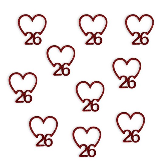 Plexiglass  γκλίτερ μοτίφ καρδιά 26 με τρύπα - Συσκευασία 10 τεμάχια