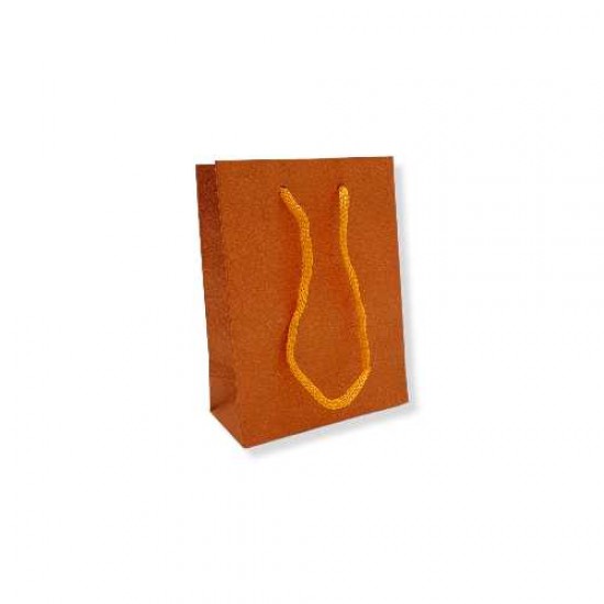 Χάρτινο πορτοκαλί τσαντάκι δώρου με κορδόνι 8x5x11 cm.