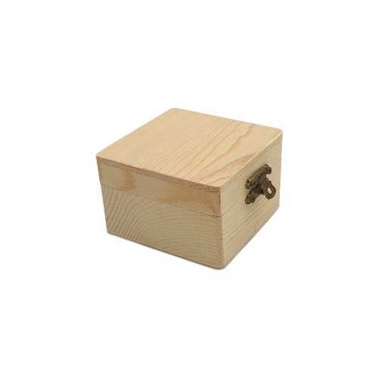 Ξύλινο τετράγωνο κουτάκι αλουστράριστο 8x8x5 cm.