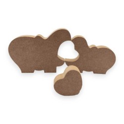 Σετ αυτοστηριζόμενα mdf ζευγάρι ιπποπόταμοι με καρδιά